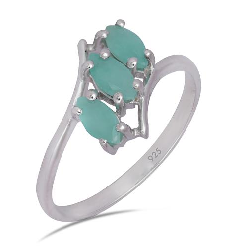 BUY GENUINE EMERALD GEMSTONE RING IN 925 SILVER